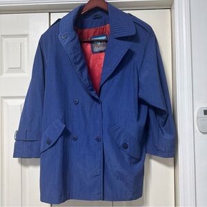 Blue Short Double-Breasted Trench Jacket A 43